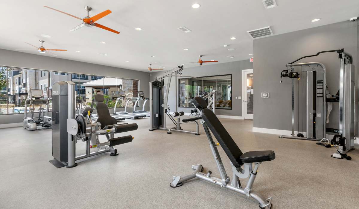 State-of-art fitness center at Sadler House in San Marcos, Texas, 