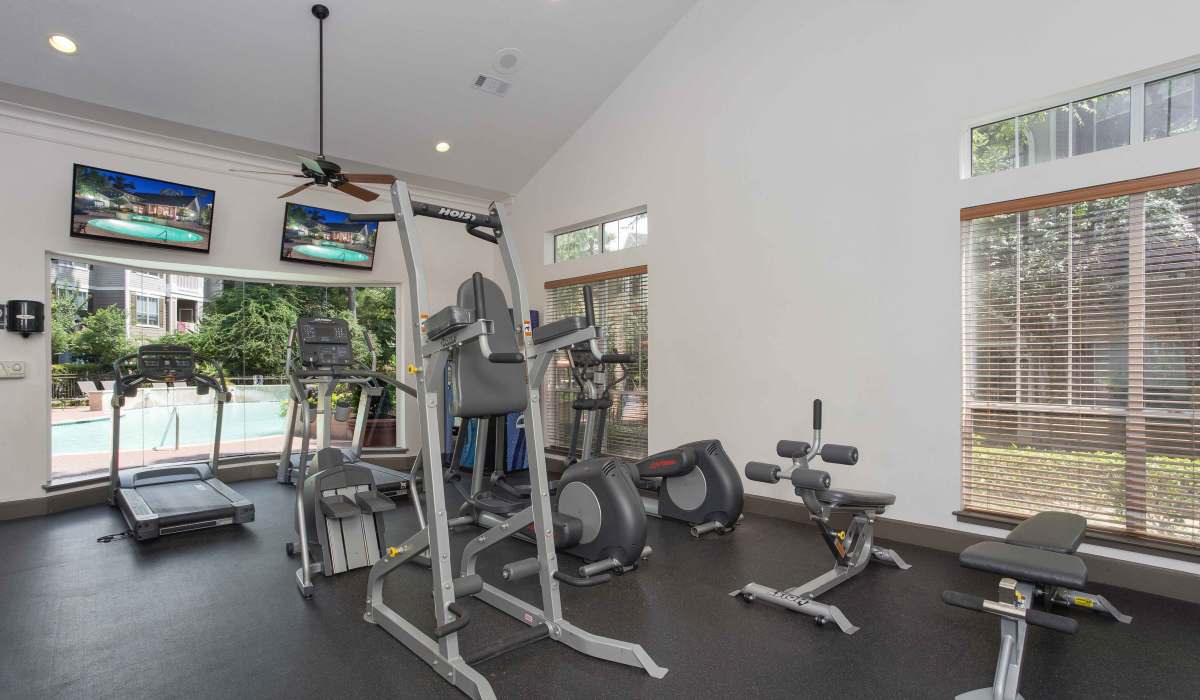 Well-equipped fitness center at Whispering Pines Ranch in The Woodlands, Texas