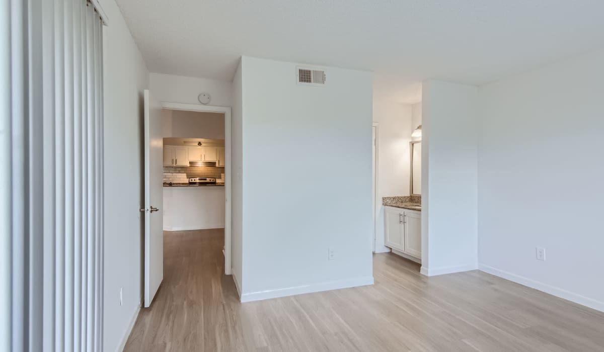 Wood-style flooring in an apartment at Cascades at the Hammocks in Miami, Florida