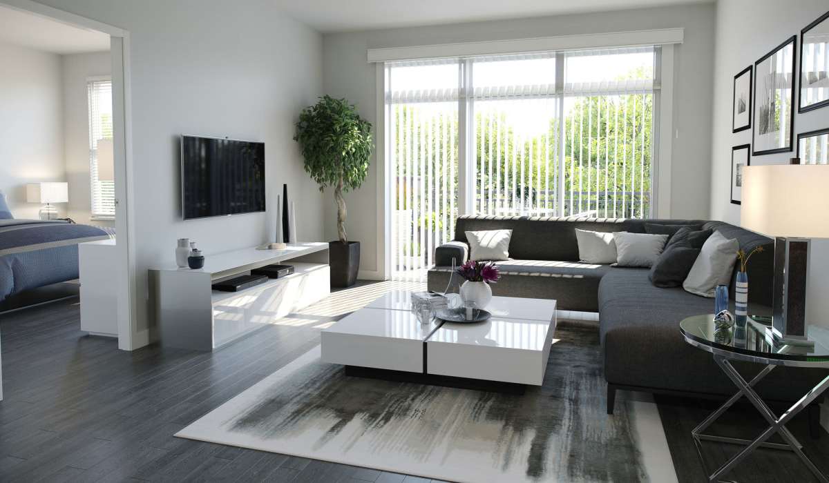 living room at The Residences at Hamilton Lakes in Itasca, IL