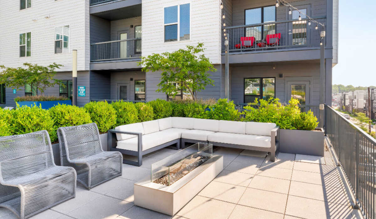 outdoor fire pit at The Mark at Fishers District in Fishers, Indiana