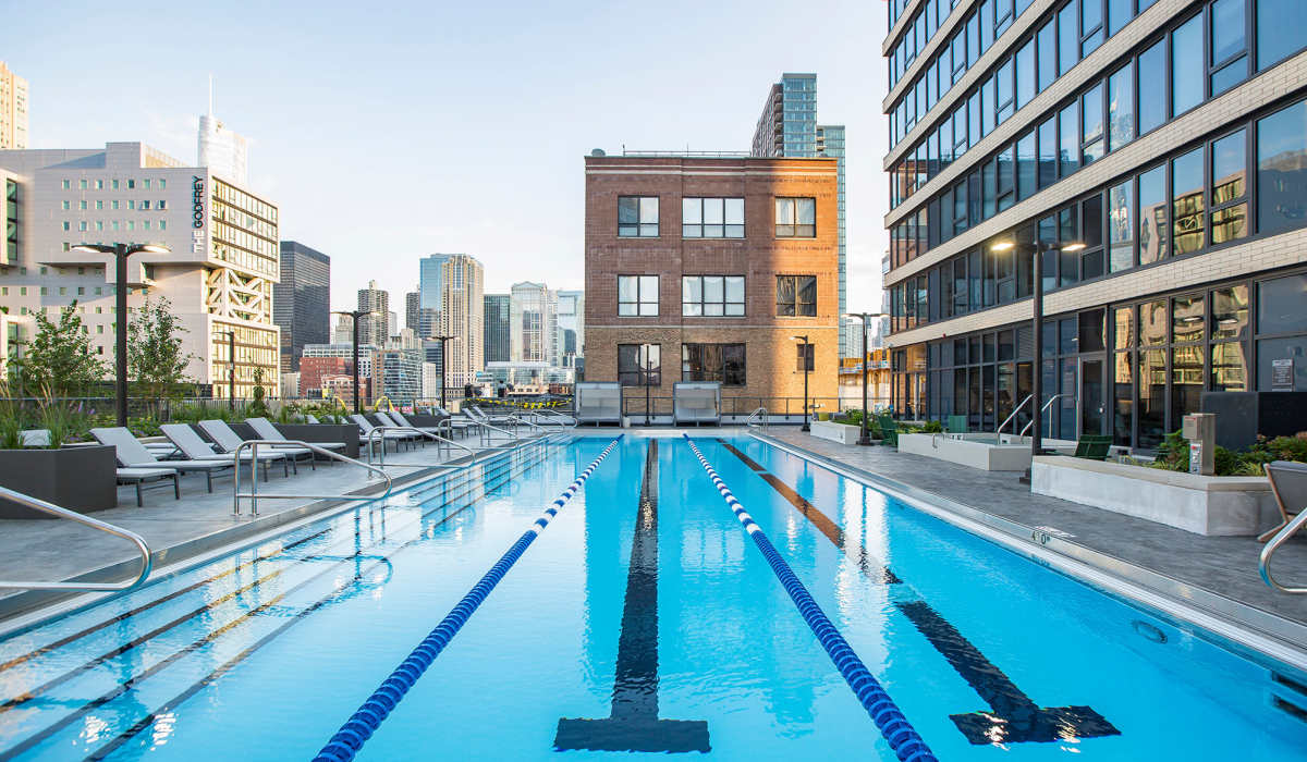 Large lap pool at Exhibit On Superior in Chicago, Illinois