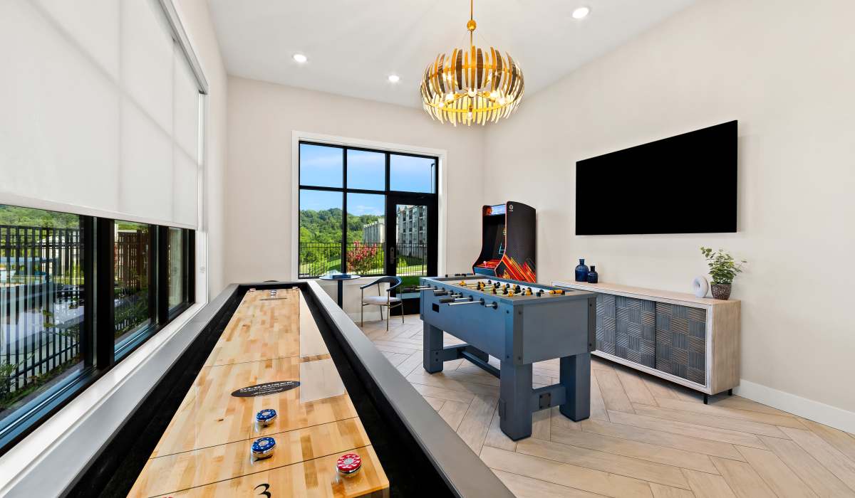 Clubhouse with foosball table, arcade games and more at Elevate at Topside in Louisville, Tennessee