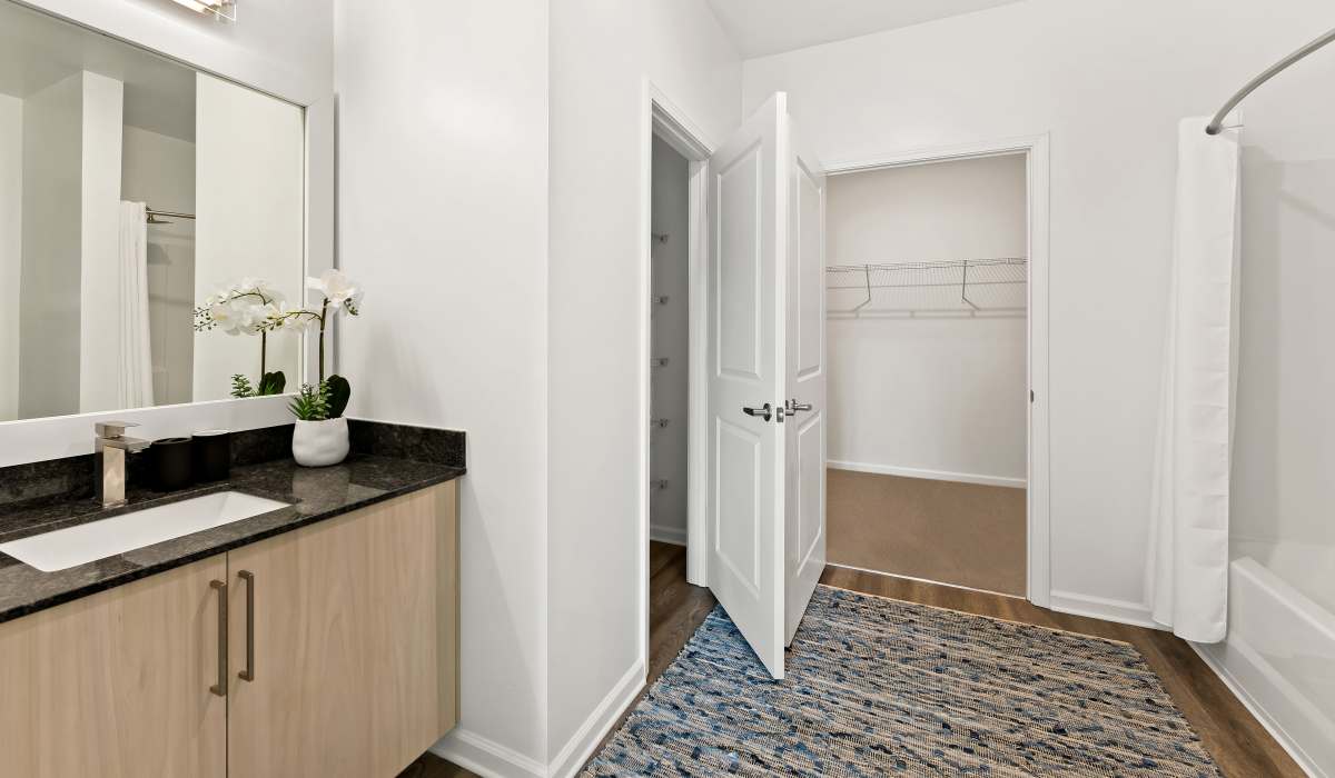 Bedroom with closet space for storage at Elevate at Topside in Louisville, Tennessee