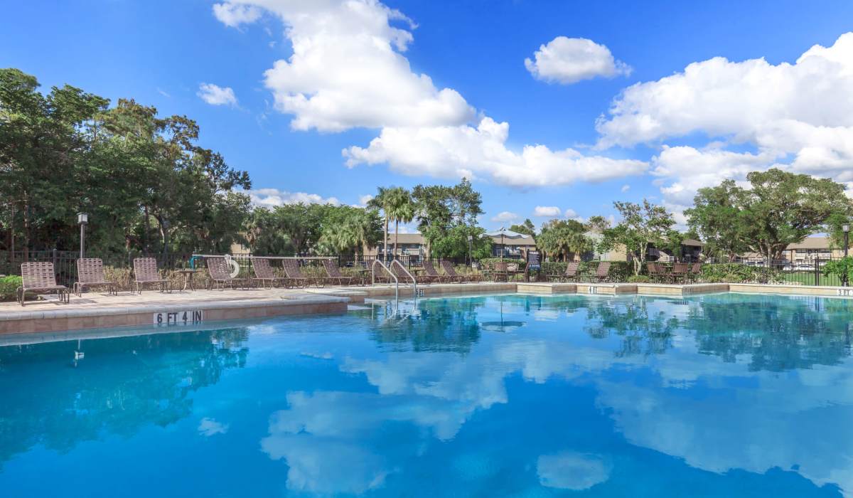 Sparkling pool at Fountains at Forestwood in Fort Myers, Florida