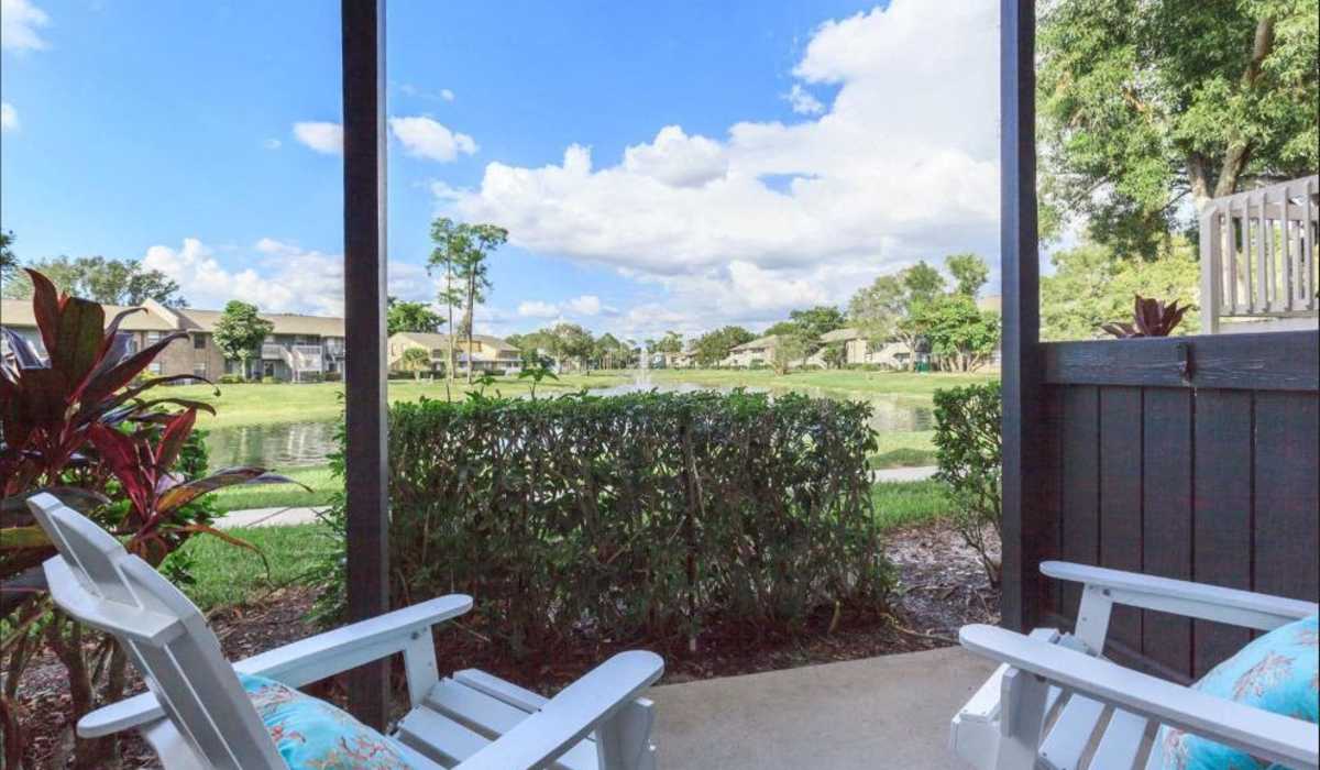 Private patio at Fountains at Forestwood in Fort Myers, Florida