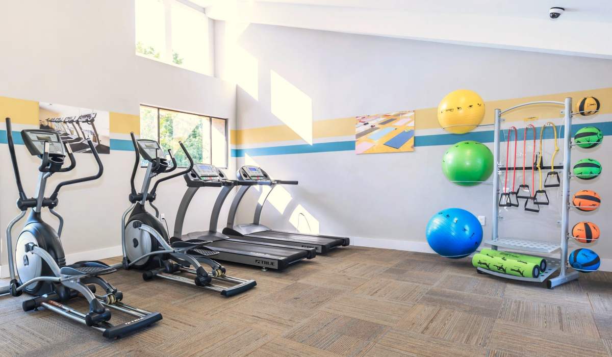 Cardio equipment in the fitness center at Fountains at Forestwood in Fort Myers, Florida