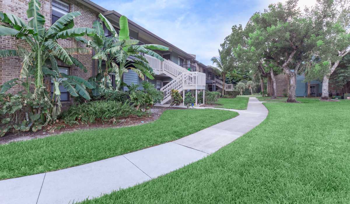 Walkway between homes at Fountains at Forestwood in Fort Myers, Florida