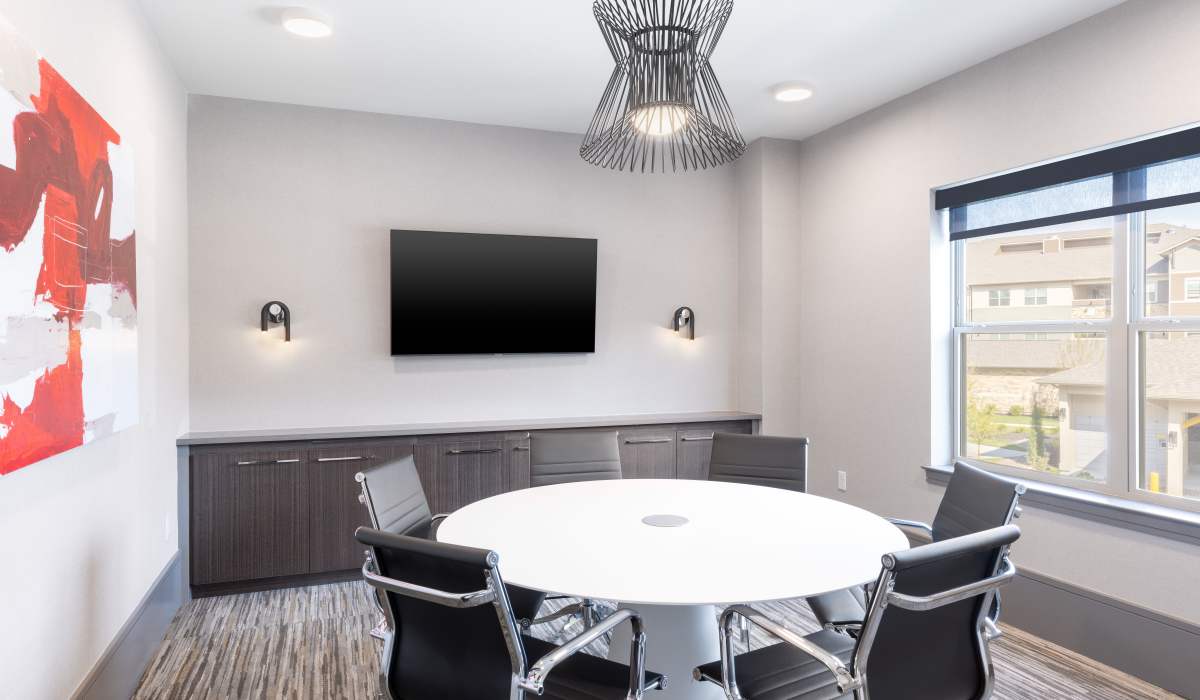 Conference room at Vale Overland Park Apartments in Overland Park, Kansas, 