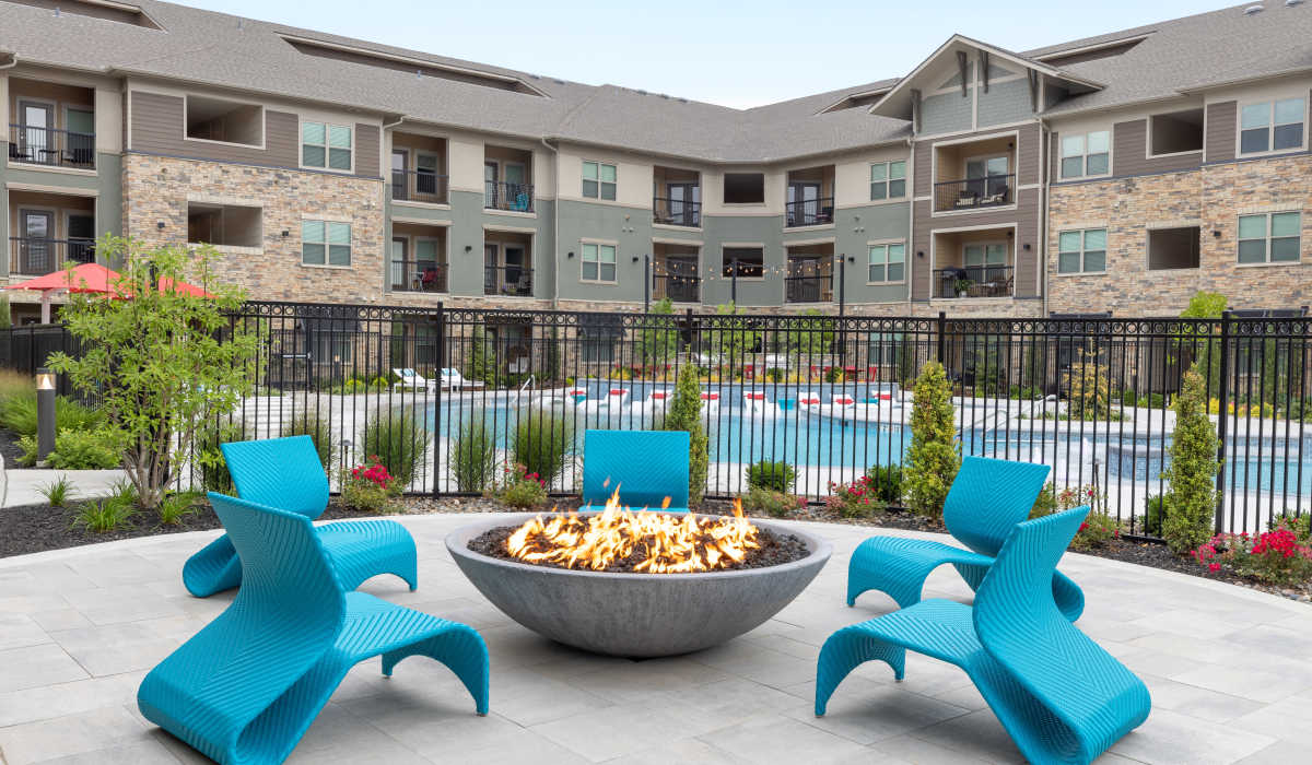 Fire pit at Vale Overland Park Apartments in Overland Park, Kansas, 