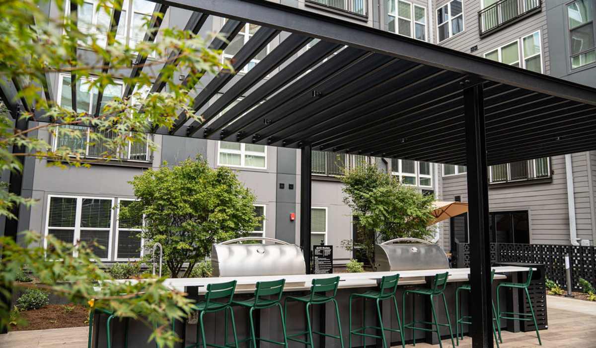 Cabana with seating area at Channel House in Raleigh, North Carolina