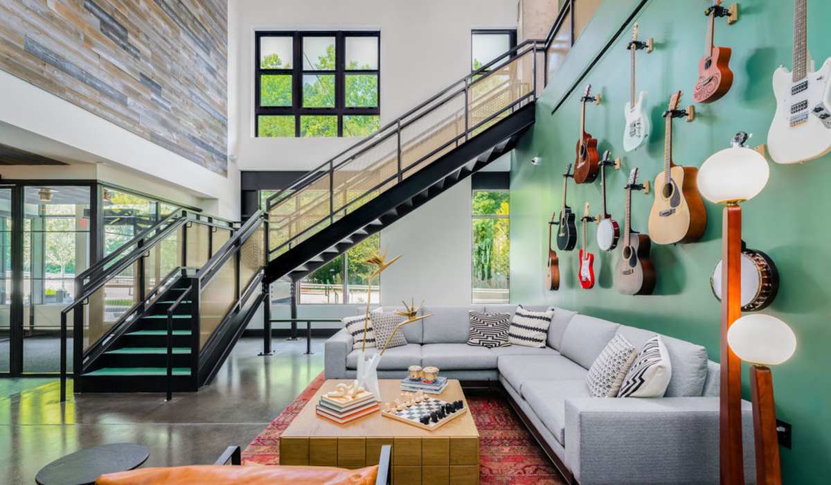 Staircase in clubhouse at Channel House in Raleigh, North Carolina