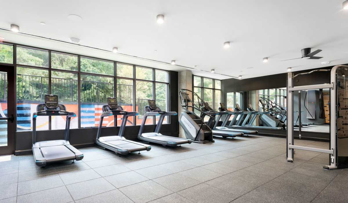 Fitness center with treadmills at Channel House in Raleigh, North Carolina