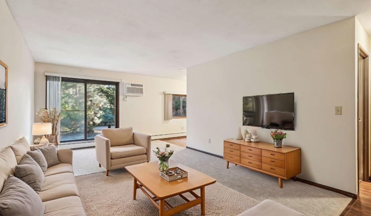 living room with TV at Cedars of Edina in Edina, Minnesota