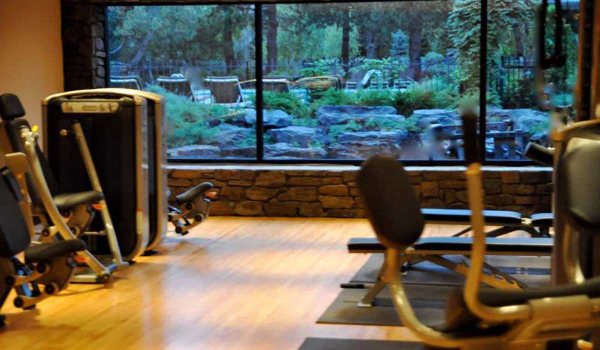 Weight lifting equipment in the fitness center at Cedars of Edina in Edina, Minnesota