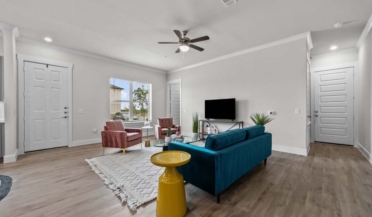 Wood-style flooring in a home at The Luxe Of Mckinney in Mckinney, Texas