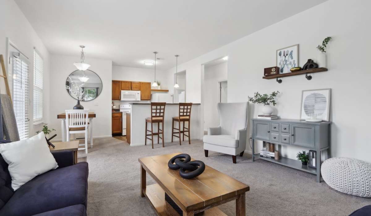 View of the kitchen from the living room at Bluestone in Greenfield,Indiana