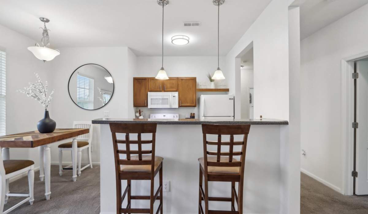 Breakfast countertop with a couple of chairs at Bluestone in Greenfield,Indiana
