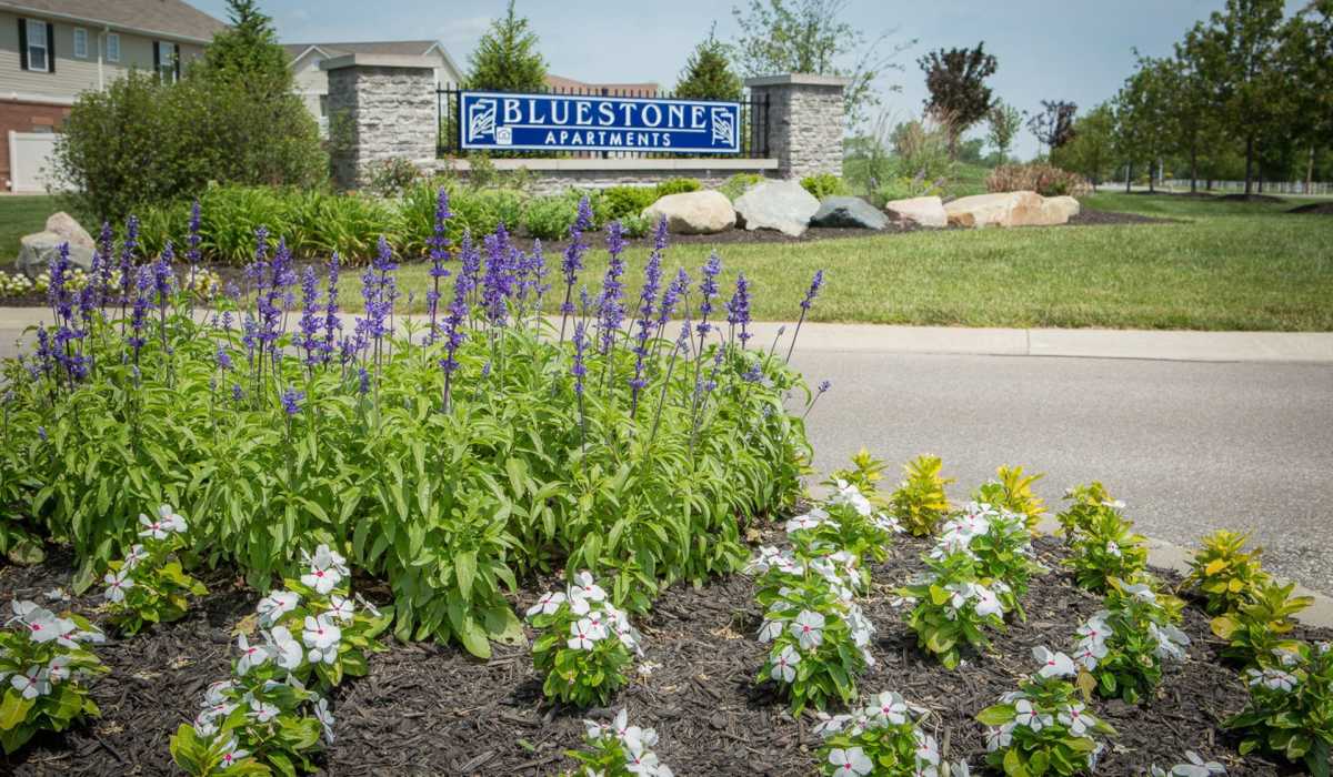 Beautiful plantation in the exterior of the property at Bluestone in Greenfield,Indiana