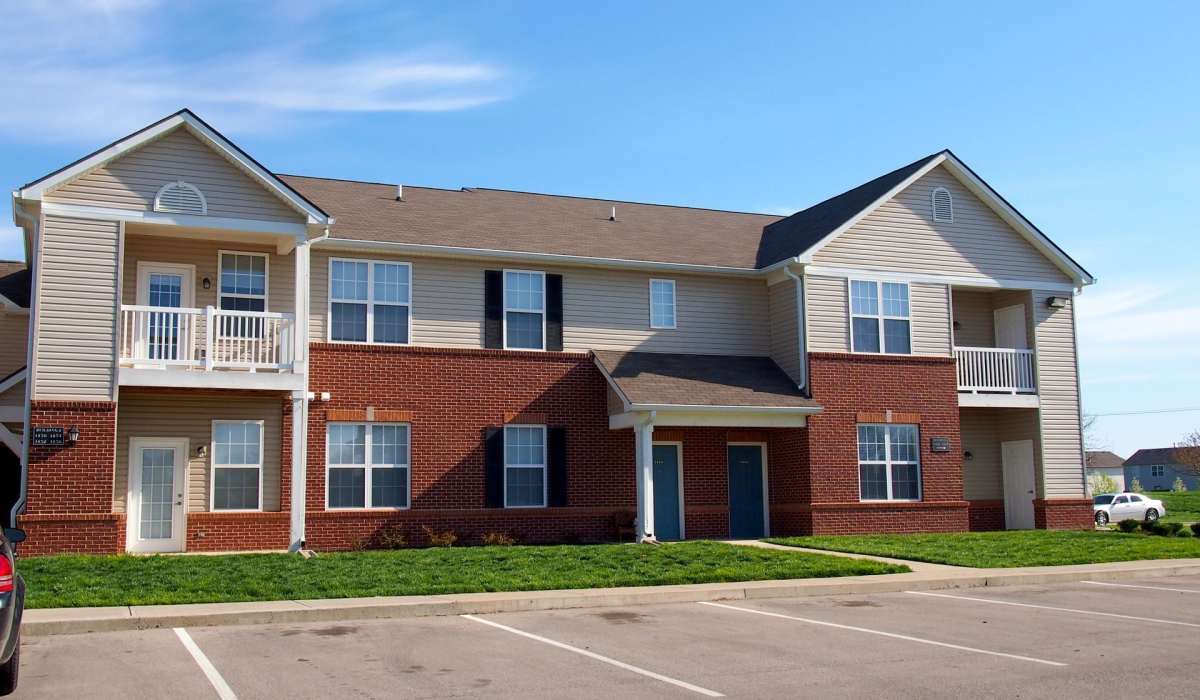 Property exterior with a parking lot at Bluestone in Greenfield,Indiana