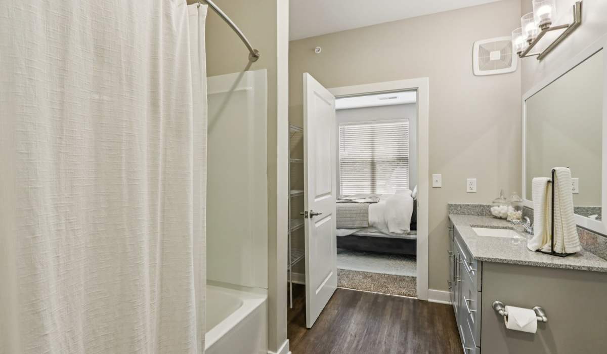 Bathroom with a bathtub at Founders Pointe Apartments in Franklin, Indiana