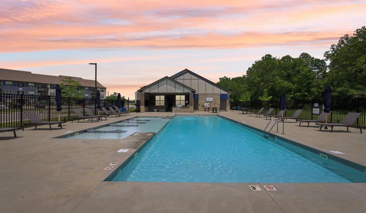 Resort-style swimming at Founders Pointe Apartments in Franklin, Indiana