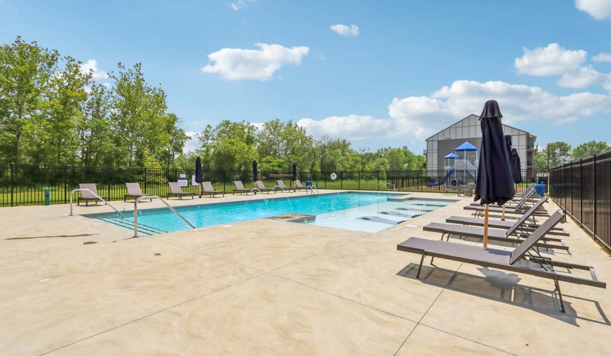 Resort-style swimming pool at Founders Pointe Apartments in Franklin, Indiana
