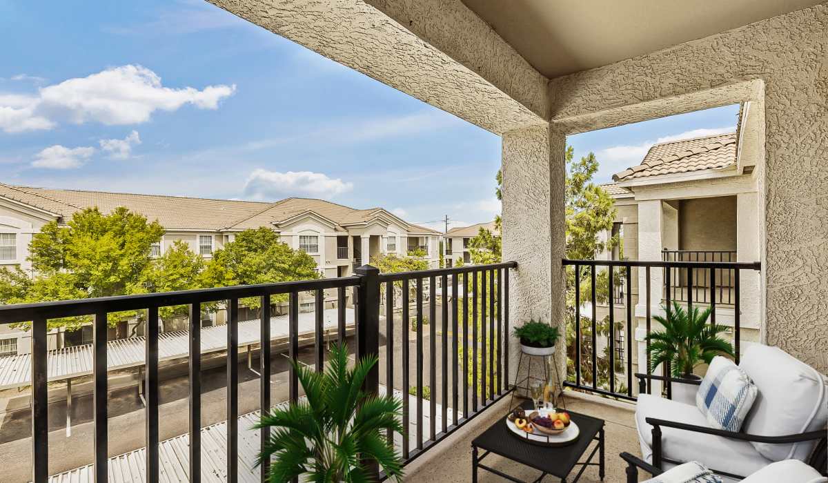 Private balcony at Tierra Antigua Apartments in Mesa, Arizona
