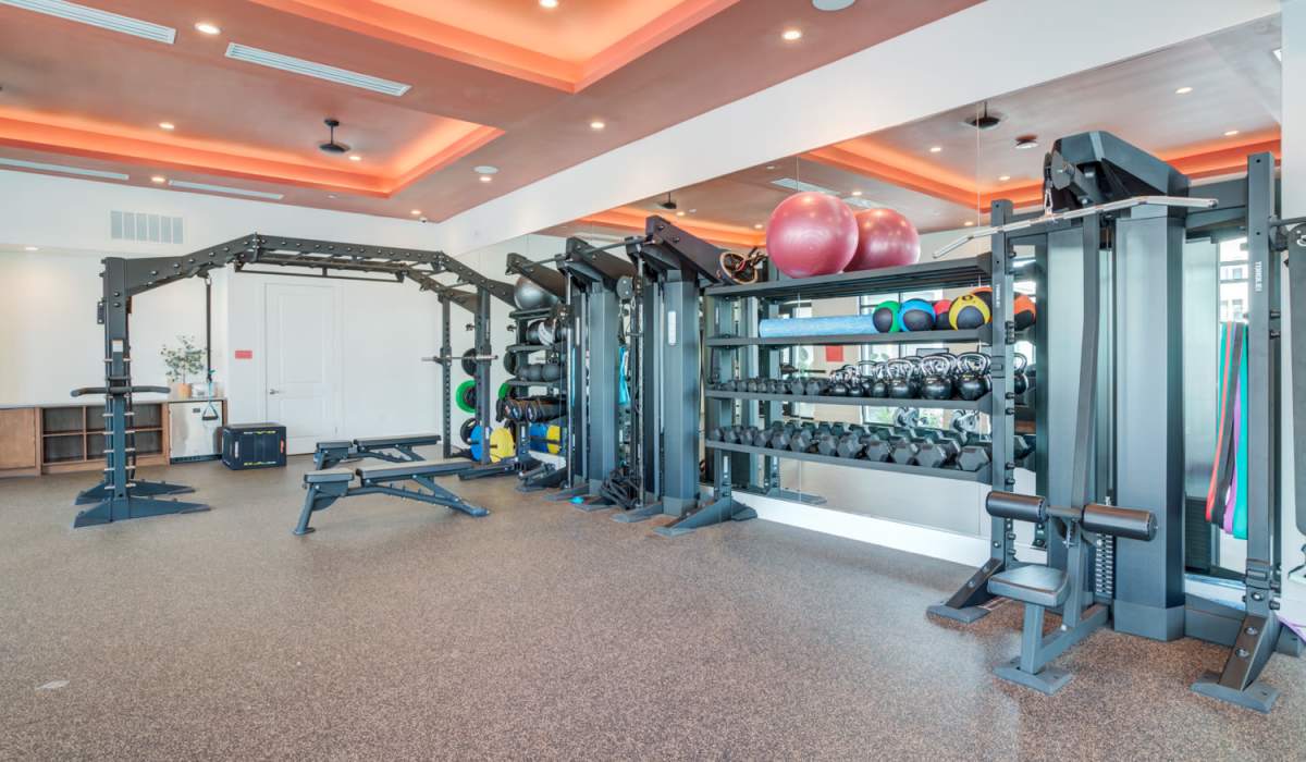 Fully equipped fitness center at Afton Palms in Sanford, Florida