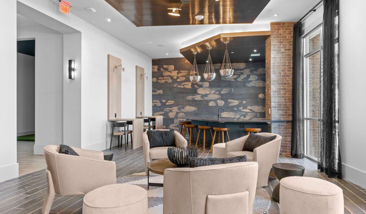 Clubhouse with stylish interiors at District at 54 in Raleigh,North Carolina