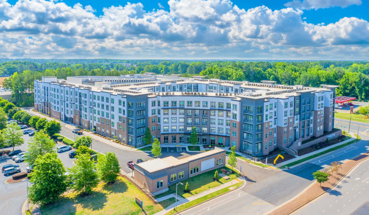 Distant shot of the property complex at District at 54 in Raleigh,North Carolina
