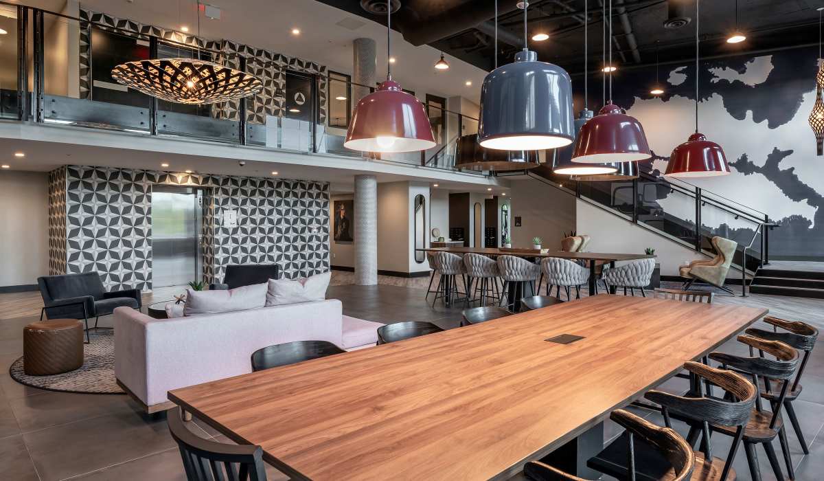Community clubhouse at The Dylan Apartment Homes in Hercules, California