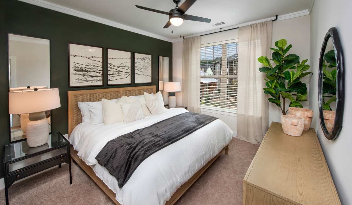 Bedroom with large window at Timberline View in Buford, Georgia