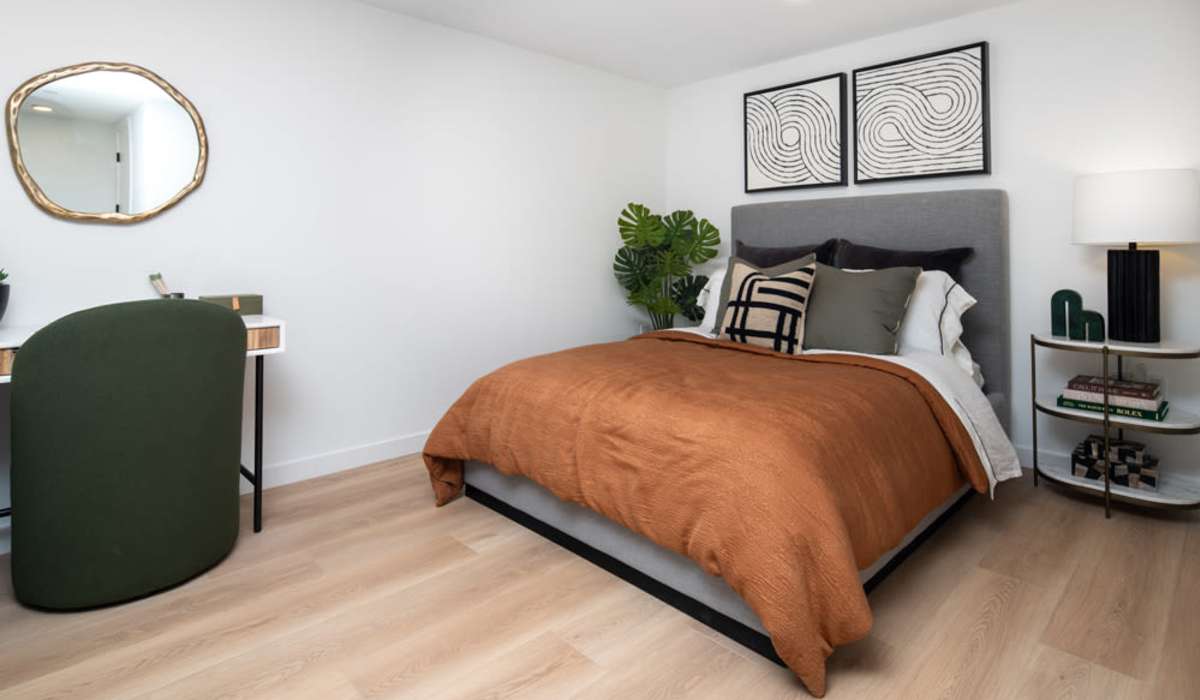 Bedroom with side lamp at Vivien in Los Angeles, California