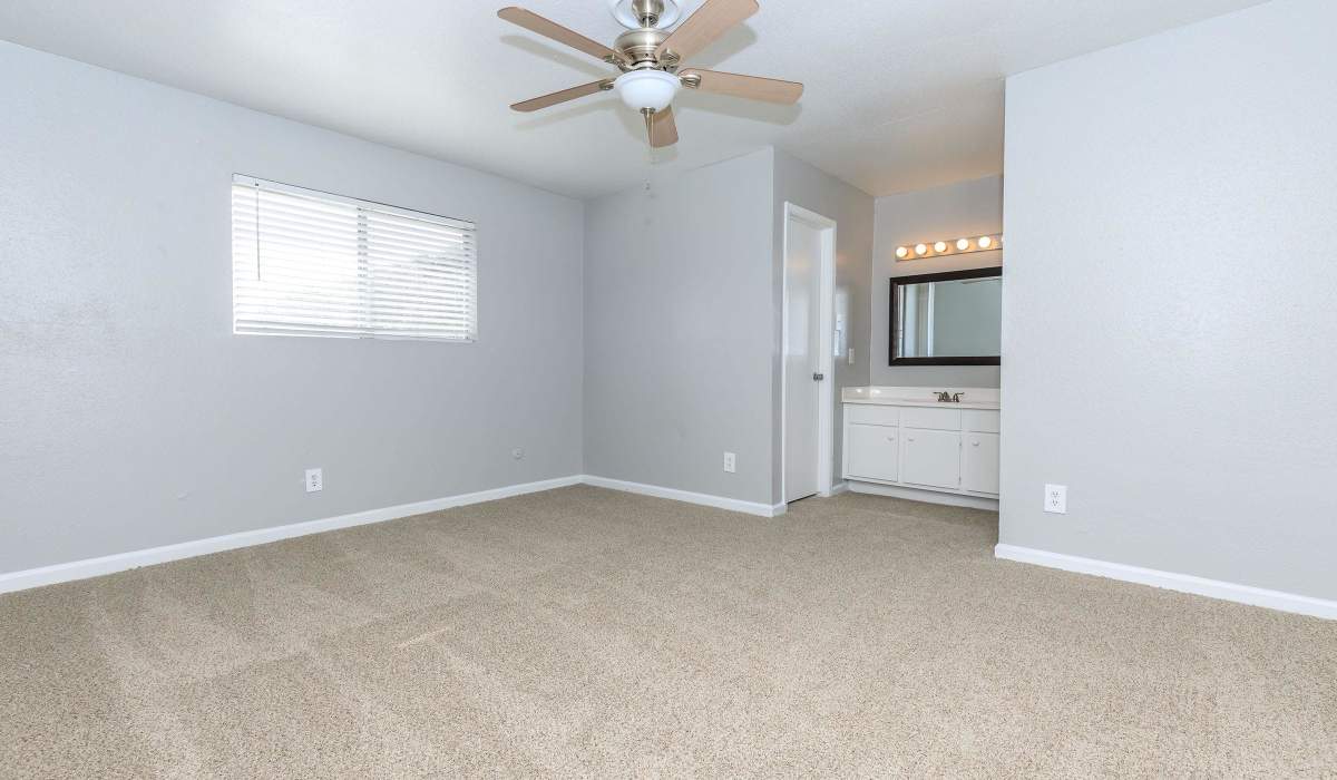 Bedroom with large plant at Arbor Pines Villas in Angleton, Texas