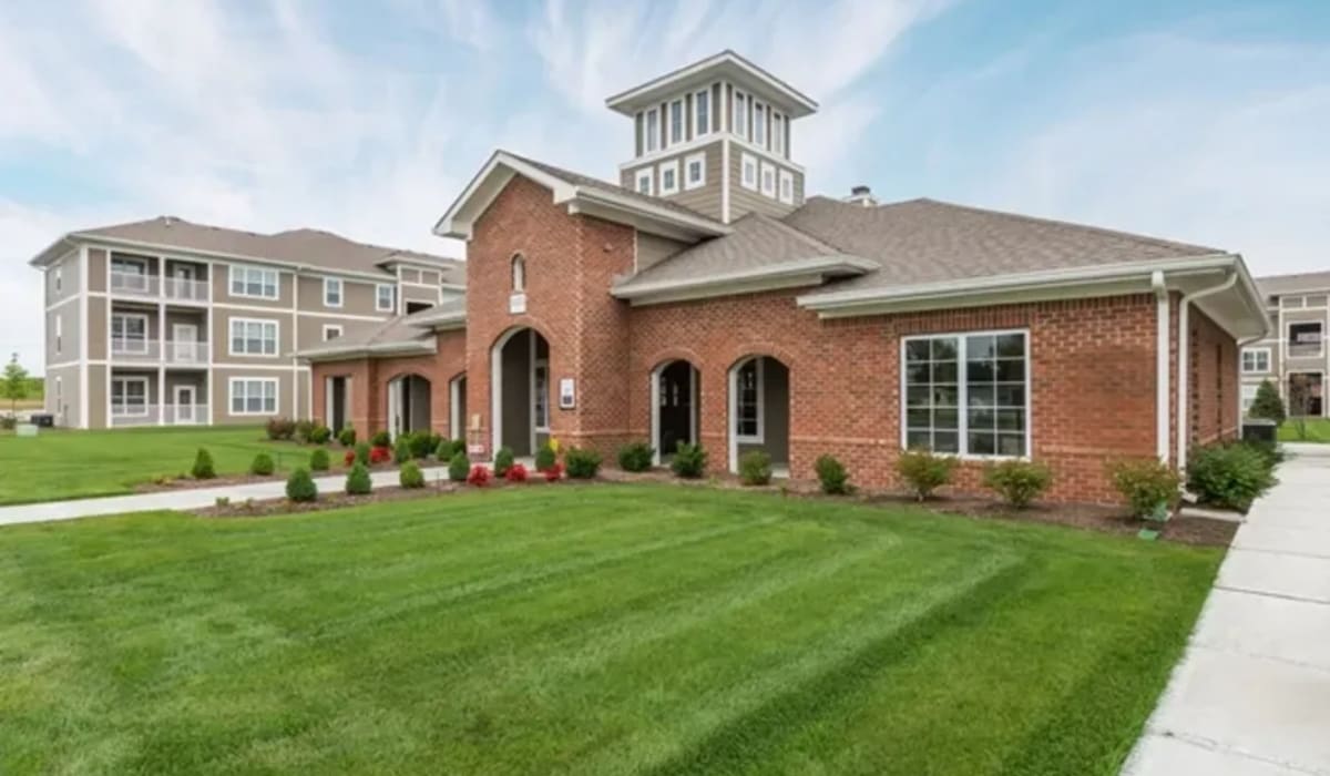 Exterior of the clubhouse at Burkart Crossing Apartments in Seymour, Indiana