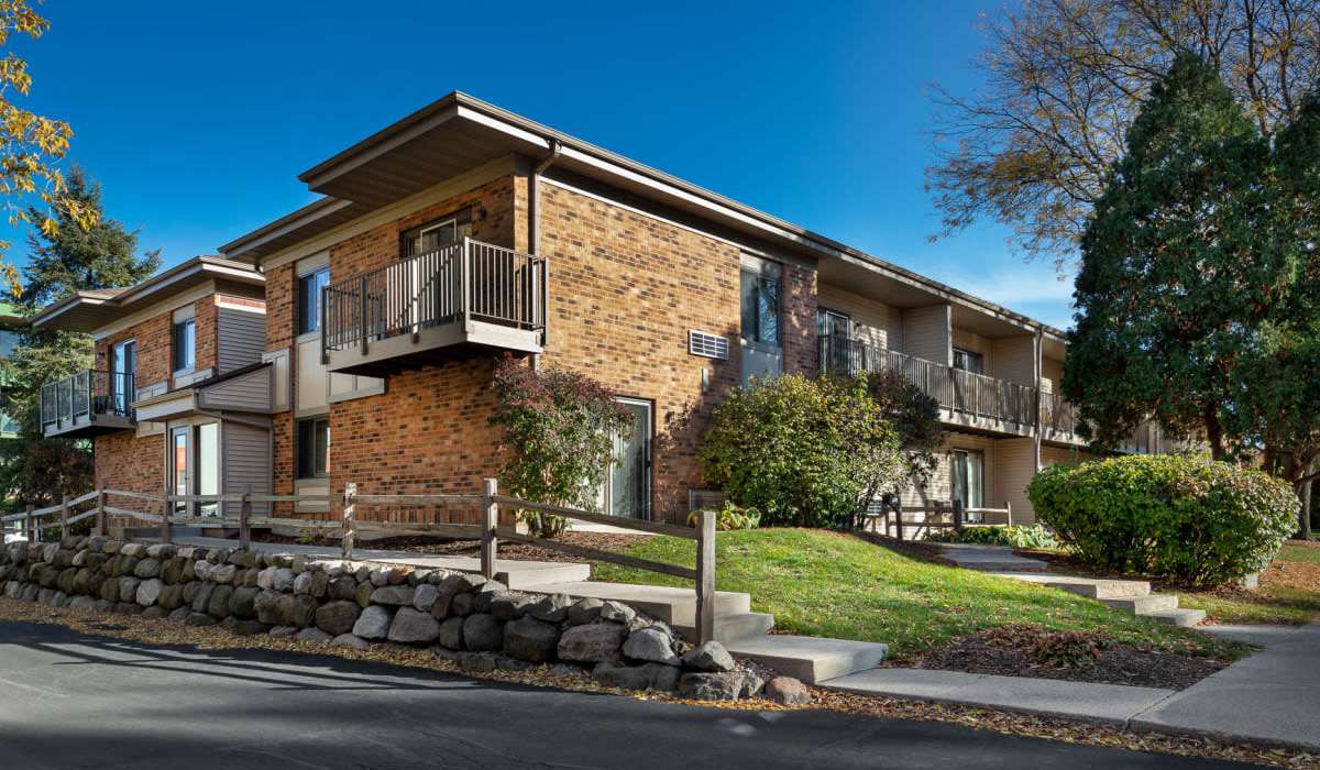 Exterior view of an apartment at Schroeder Square Apartments in Madison, Wisconsin