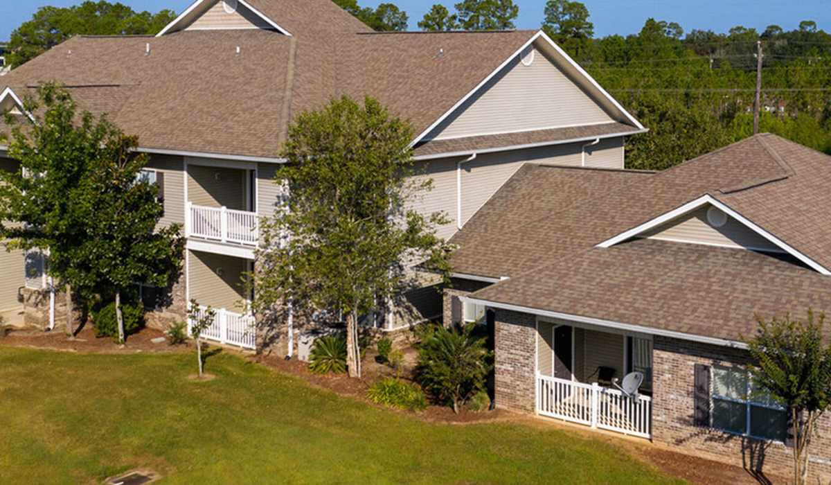 Exterior shot of the building at Ocean Springs Station in Ocean Springs, Mississippi
