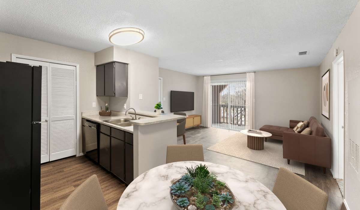 Furnished View of the living room from the dining room perspective