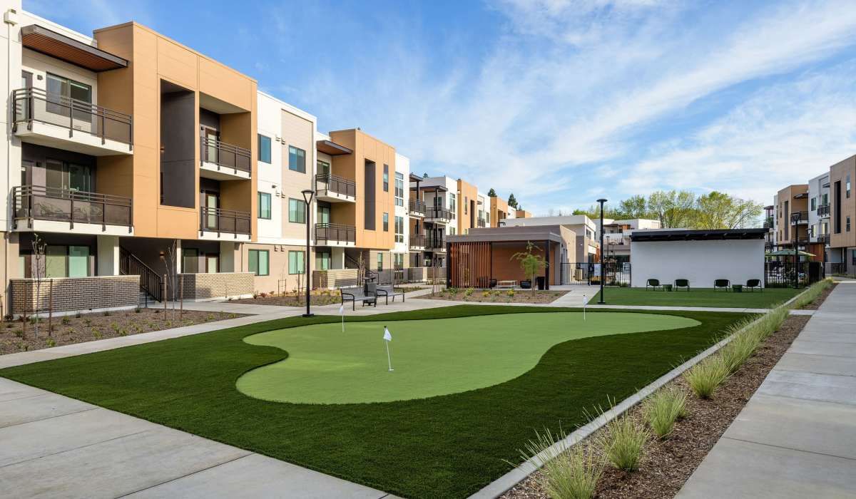 Putting green of Phase 2 of Sutter Green Apartments in Sacramento, CA