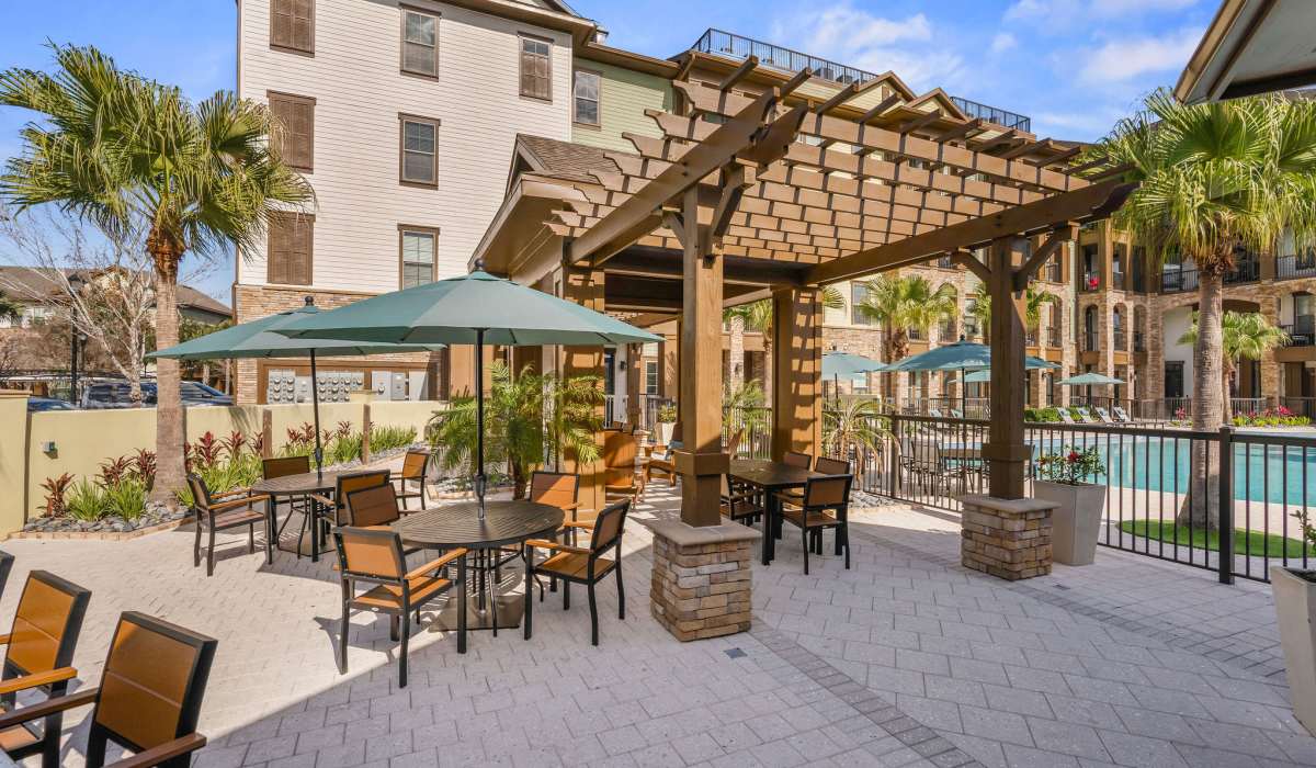 View of pool seating at Circa at Fishhawk Ranch in Lithia, Florida