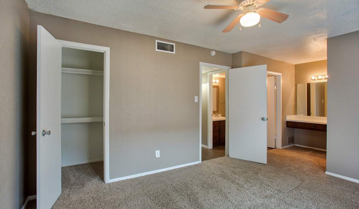 Bedroom with washroom at Hurst Gardens in Hurst, Texas