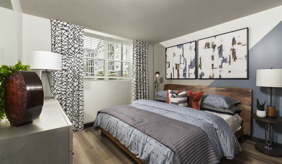Cozy bedroom at J Woburn Heights in Woburn, Massachusetts
