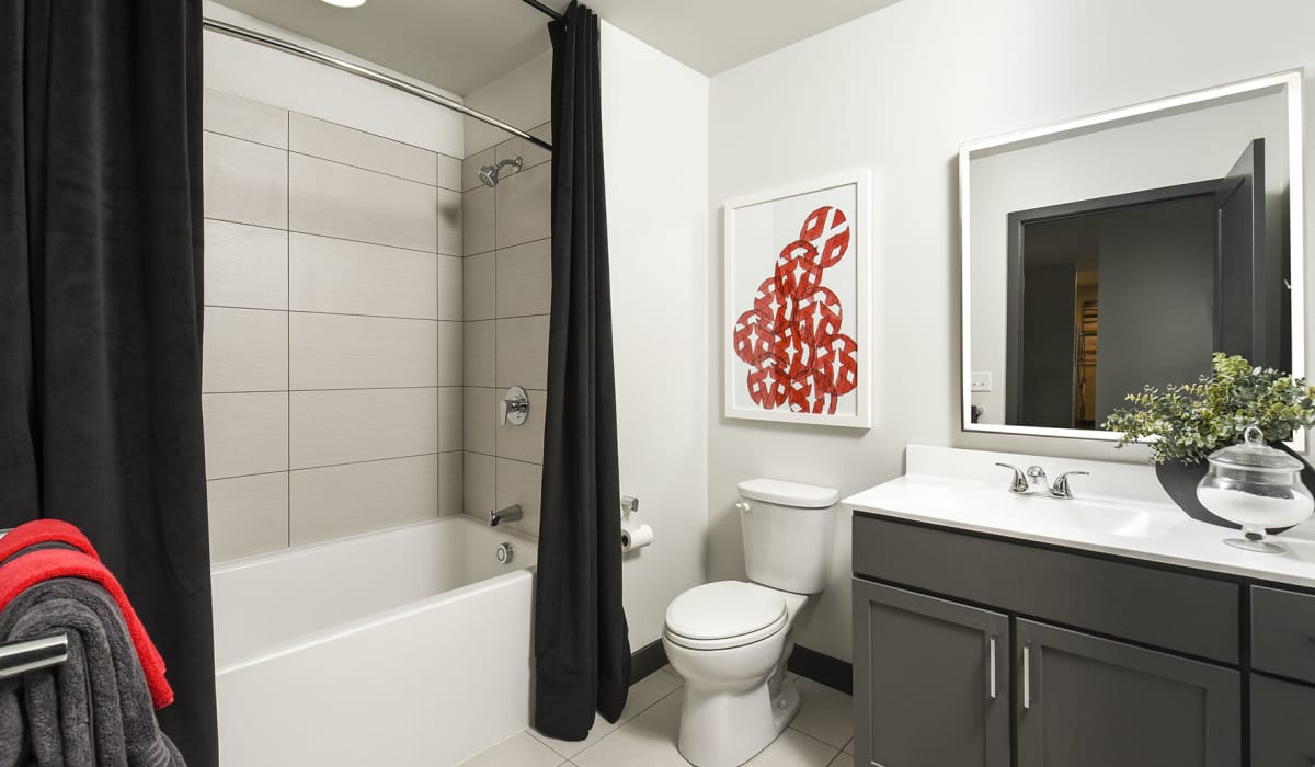 Bathroom in a home at J Woburn Heights in Woburn, Massachusetts