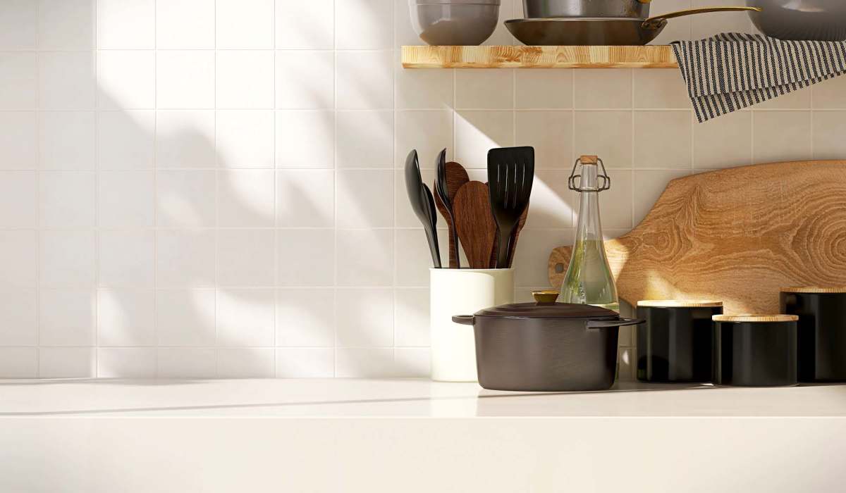 Model apartment kitchen with granite countertops at Parker Glen II in Champaign, Illinois