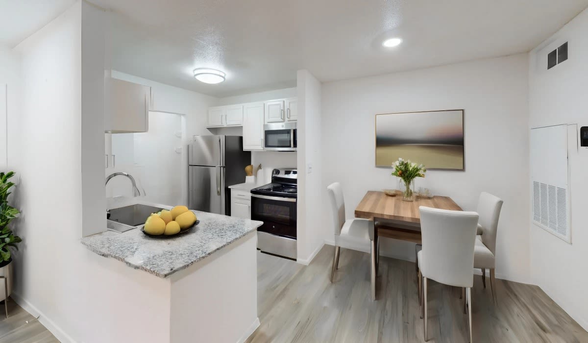 Kitchen and dinning space at Patten East in Austin, Texas