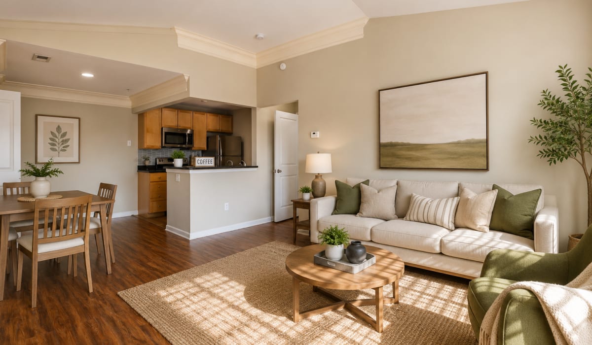 Living room at Atkins Circle Apartments & Townhomes in Charlotte, North Carolina