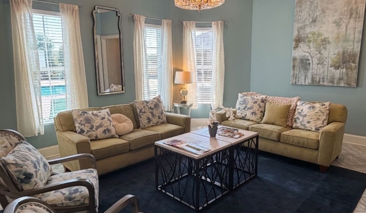 Clubhouse with comfortable seating at Palisades at The Park in Greenville,South Carolina