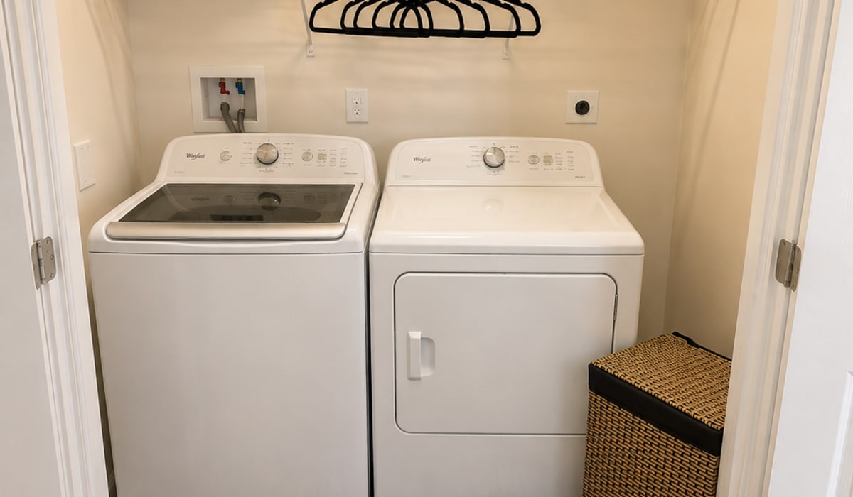 Bathroom with wooden vanity unit and bath tub at Palisades at The Park in Greenville,South Carolina