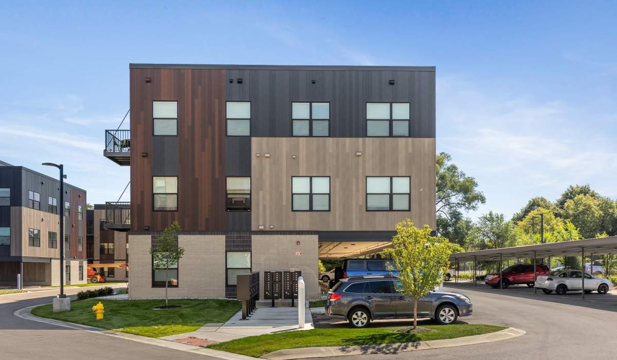 Apartments exterior view  of Terra Station in Hudsonville, Michigan